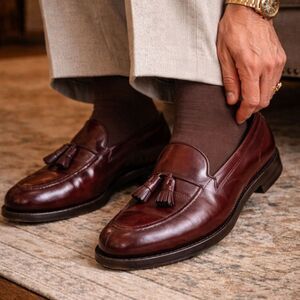 Vintage Alden Burgundy Leather Tassle Loafers Shoes  Mens Size 9.5